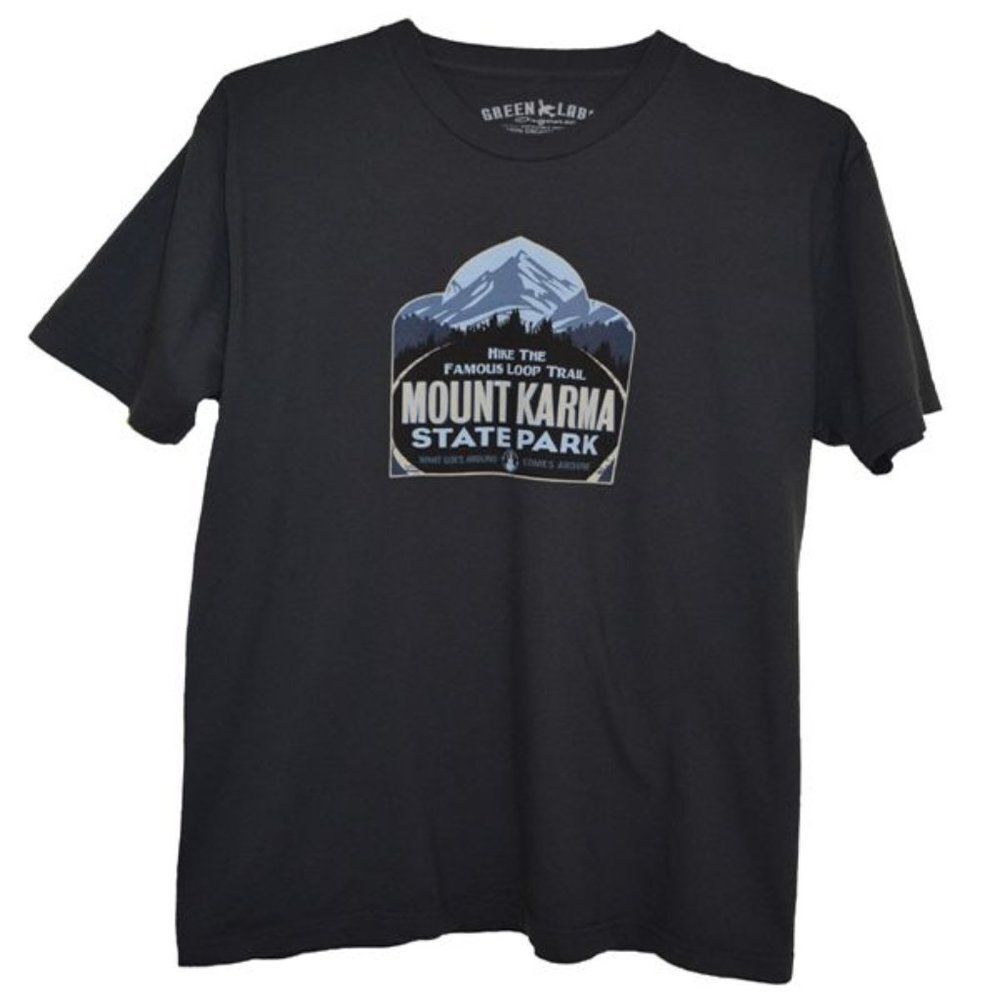 Men’s Green Label Organic Mount Karma Graphic T-Shirt Tee Medium